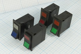 Переключатель клавишный, контакты 7T, 20А, 12В, ON-OFF-ON, подсветка ILжелтая/зеленая, R13-227D22