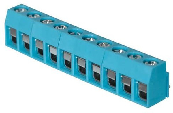 TB003V-500-P10BE, Fixed Terminal Blocks Terminal block, screw type, 5.00 , vertical, 10 poles, CUI Blue, Philip's head screw, PCB mount