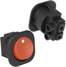 RS-101-7C on-off красный, Клавишный переключатель RS-101-7C, ON-OFF, 2 контакта под винт, красный