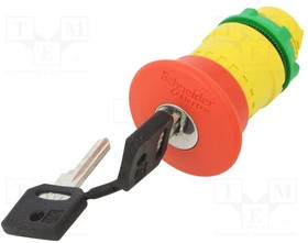 ZB5AS944, Переключатель: безопасности с ключом, Фикс.пол: 2, 22мм, красный