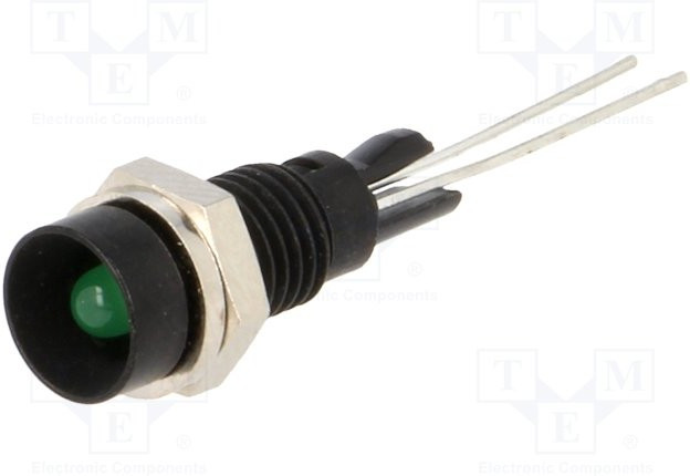 2662.8083, Индикат.лампа: LED, вогнутый, Отв: d6мм, на печатную плату, латунь