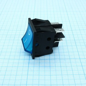 RK1-03 2X1 B/BL"0-", Переключатель ON-OFF без подсветки цвет корпуса (черный) цвет кнопки (синий) надпись на кнопке "0-"