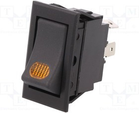 R13-220BA-01-BBY, ROCKER; SPST; Pos: 2; ON-OFF; 20A/12VDC; black; LED,point; 12VDC