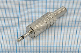 Вилка 2.5 моно, контакты 2C, монтаж кабель, металл пружинный хвост, марка AP-347S