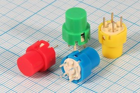 Переключатель тактовый 12x14, h 7,0, NO, зеленый, 4P, KS01BVG