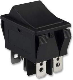 R5CBLKBLKEF0, SWITCH, ROCKER, DPDT, 20A, 125VAC, BLACK