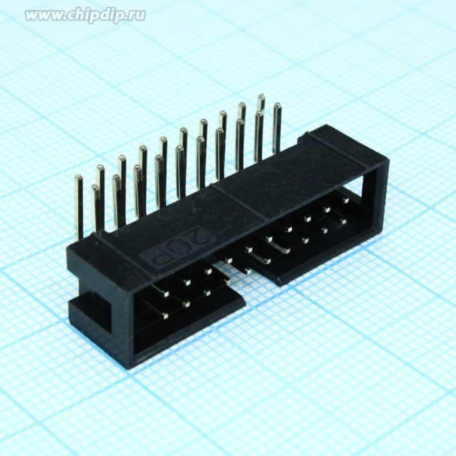 ZL231-20KG, Гнездо IDC "папа" PIN 20 угловой 90° THT 2,54мм