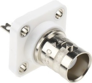 R141410000W, RF Connectors / Coaxial Connectors BNC / INSULATED SQUARE FLANGE JACK RECEPTACLE WITH SOLDER POT CONTACT