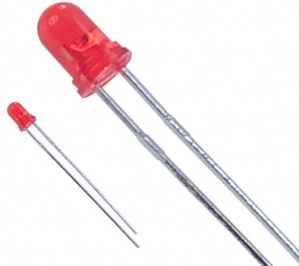 LTL-1CHEE, LED; 3mm; red; 5.6?19mcd; 45°; Front: convex; 2?2.6V; Pitch: 2.54mm