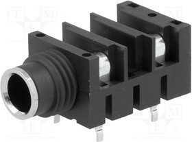 ACJM-HHDR, Гнездо, Jack 6,35мм, "мама", mono, угловой 90°, на панель, THT