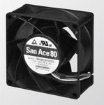 9HV0848P1G001, San Ace 9HV Series Axial Fan, 48 V dc, DC Operation, 222m³/h, 40.8W, 850mA Max, 80 x 80 x 38mm 9HV0848P1G001, San Ace 9HV Series Axial Fan, 48 V dc, DC Operation, 222m³/h, 40.8W, 850mA Max, 80 x 80 x 38mm