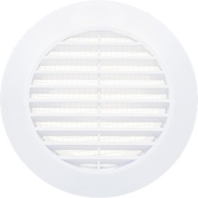 Э140/100Р решетка разъемная круглая с москитной сеткой накл. жалюзи 140, с выходом D100 Э140/100Р решетка разъемная круглая с москитной сеткой накл. жалюзи 140, с выходом D100