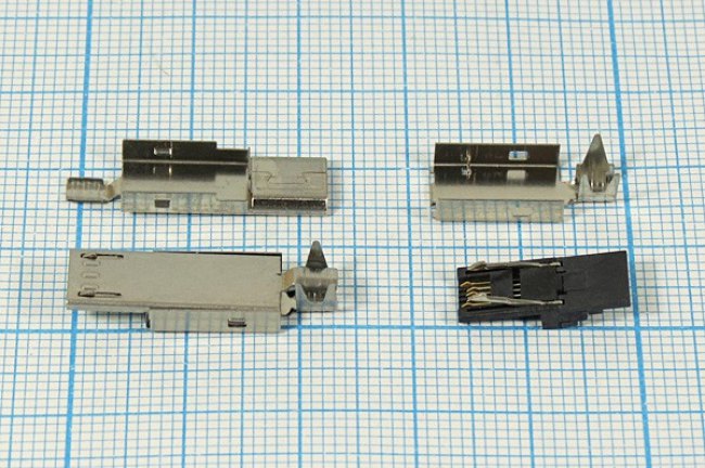Разъем microUSB вилка, тип B, контакты 5C2C, на кабель, microUSBB5PA Разъем microUSB вилка, тип B, контакты 5C2C, на кабель, microUSBB5PA