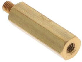 M2155-3005-B, Standoff Hex M/F M3 X 0.5-THD 6mm-A/F 4.76mm-LG Brass Plain