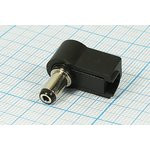 Разъем питания DC вилка, D5.5 d2.1 L9.5, 2C, на кабель, пластик хвост, угловой