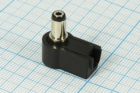 Разъем питания DC вилка, D5.5 d2.1 L9.5, 2C, на кабель, пластик хвост, угловой