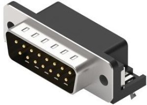 D-Sub connector, 15 pole, standard, angled, solder connection, 618015211721 D-Sub connector, 15 pole, standard, angled, solder connection, 618015211721
