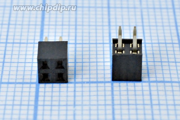 Разъем PBD2-2x 2 розетка, шаг P2.0, контакты 4P, монтаж на плату