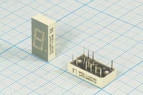 Светодиодный дисплей зеленый, 7 сегментов, 1 разряд, высота 10 мм, 12000 мкд, SA04-11GWA;№5224 G СД