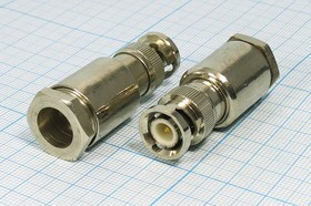 Высокочастотный штекер BNC прижимной, удлинённый под кабель RG213; №1209 шт BNC\RG213\\\40мм