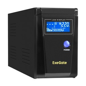 EX295980RUS, ИБП (инвертор, синус, для котла) ExeGate SineTower SN-600.LCD.AVR.2SH 600VA/360W, чистая синусоида, LCD дисплей, AVR, 2*Schuko