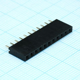 PBS-11 (DS1023-1x11S21), гнёзда в плату однорядные, шаг 2.54 мм (A=8.5 / B=3.0), штампованные контакты PBS-11 (DS1023-1x11S21), гнёзда в плату однорядные, шаг 2.54 мм (A=8.5 / B=3.0), штампованные контакты