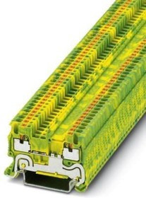 Protective conductor terminal, push-in connection, 0.14-1.5 mm², 2 pole, 6 kV, yellow/green, 3208139