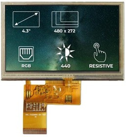 RVT4.3A480272TNWR00, TFT Displays &amp; Accessories 4.3", RGB, no frame, RTP, air bond