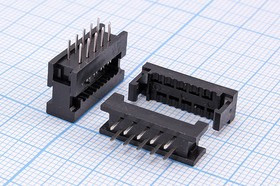 Гнездо IDC для плоского кабеля на 10 жил с шагом 1,27 мм; Q-2046 Z штек IDC\P2,54x2,54\10P\ шлейф\\Ni\FDC-10