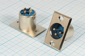 Разъем микрофонный XLR вилка, контакты 3P, монтаж на блок фланец 2 отверстия, MC913-3P