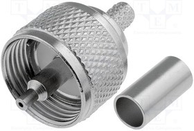 UHF-011, Вилка, UHF (PL-259), "папа", прямой, RG58, пайка,обжим, на провод