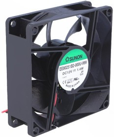 EE80251B2-999, Вентилятор: DC, осевой, 12ВDC, 80x80x25мм, 62,9м3/ч, 30дБА, 28AWG