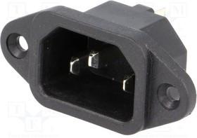 IEC-A-1, Разъем: питания AC, гнездо, "папа", 10А, 250ВAC, IEC 60320, C14 (Е)