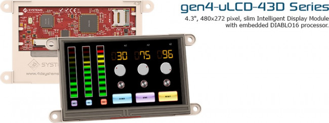gen4-uLCD-43D, Display Modules 4.3", 480x272 pixels Slim Display Module