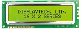 162F-FC-BC-3LP, 162F-FC-BC-3LP Alphanumeric LCD Display, Black on White, 2 Rows by 16 Characters, Transflective