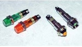 608-1135-804F, LED Panel Mount Indicators 8mm RED PMI 6\" LEADS W TERM