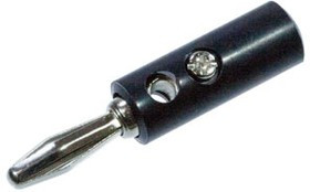 1-622 (BP-214), штекер банан пластик на кабель винт, черный