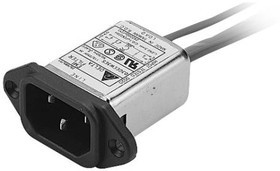 03GEEW3E, AC Power Entry Modules IEC Connector Filter, High Performance, 115/250VAC, 3A, Screw Mounting, N/A-Wire