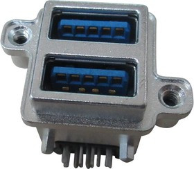 MUSBR-4193-M0, Герметичный разъем USB, угловой, прочный, составной, 2 порта, USB Типа A, USB 3.0, Гнездо