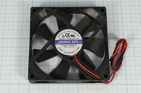 Вентилятор постоянного тока 12 Вольт, 80x80x15мм, подшипник скольжения, 3000об/мин; Q-ВН097S вент 80x80x15\ 12В\0,17А\2L\ ПС\JF0815S1H-R\