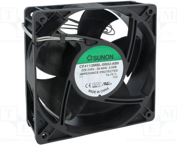CF4113MBL-AB9, Вентилятор: EC, осевой, 230ВAC, 120x120x38мм, 153,08м3/ч, 40,2дБА