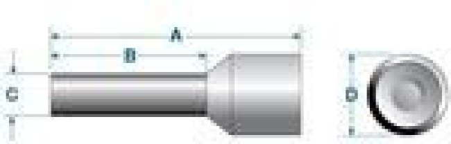2851.0, Ferrules Terminal 10AWG Copper Yellow PIN 20mm Tin