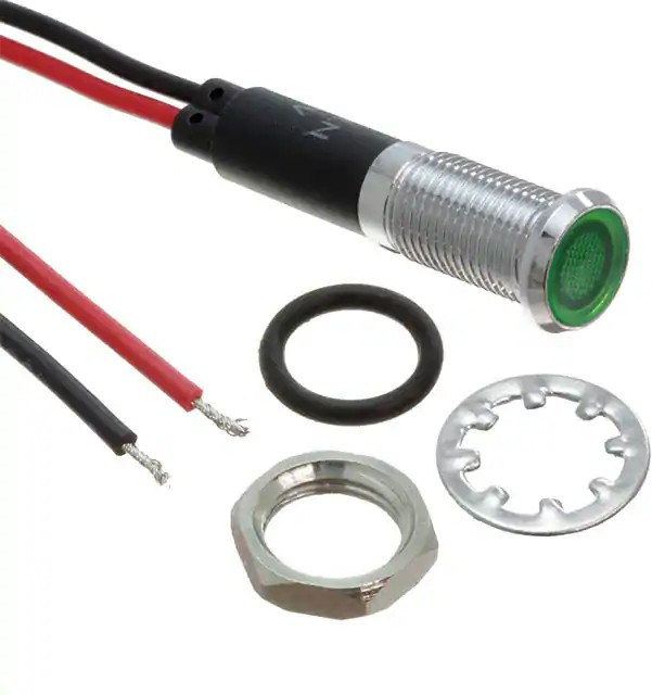 FL1M-8FW-1-G220V, LED Panel Mount Indicators LED GRN 8MM NUT 220VAC/DC UL