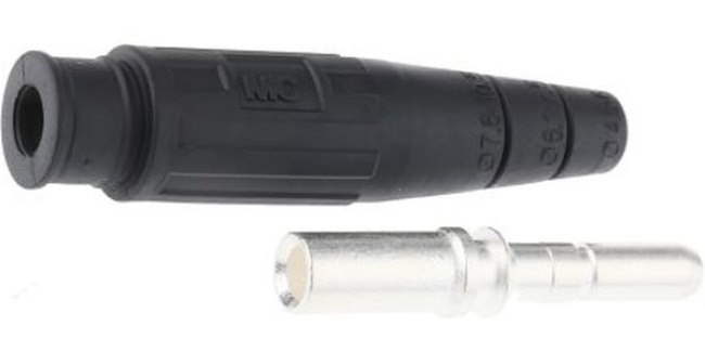 15.0001-21, Black Male Test Plug, 6 mm Connector, Crimp Termination, 80A, 600V, Silver Plating 15.0001-21, Black Male Test Plug, 6 mm Connector, Crimp Termination, 80A, 600V, Silver Plating