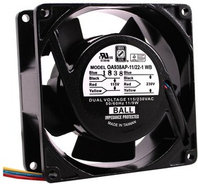 OA938AP-11/22-1WB, AXIAL FAN, BALL, 50CFM, 32DB, 9W, 230VAC