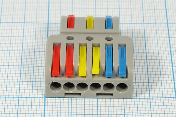 Клемма соединительная кабельная, 3C x6C, 0,08x4мм2, 32А, красный/желтый/синий, WAGO