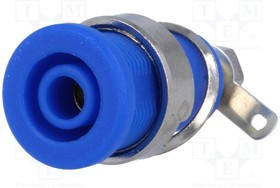BS-324-LS-BL, Гнездо "банан" 4 мм синий монтаж винтами,на панель