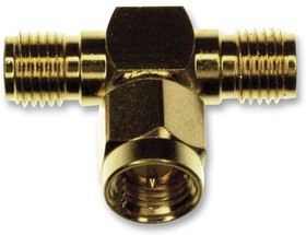 132217, РЧ/Коаксиальный адаптер, Miniature, SMA, Штекер, SMA, Гнездо, Гнездо, Т-образный Переходник, 50 Ом