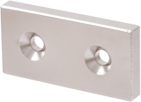 Неодимовый магнит прямоугольник 50х25х6 мм с двумя зенковками 5/10 мм