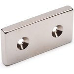 Неодимовый магнит прямоугольник 50х25х6 мм с двумя зенковками 5/10 мм